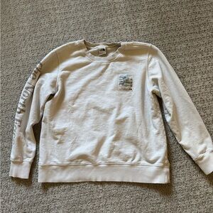 North Face Cream Crewneck with Sleeve Print